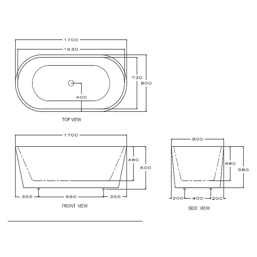 อ่างอาบน้ำ 170 ซม. I-SPA BD-CEL01 สีขาว