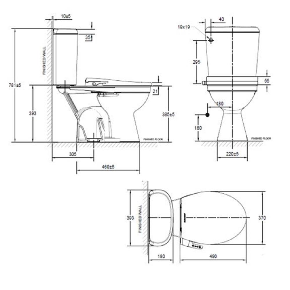 สุขภัณฑ์ 2 ชิ้น AMERICAN STANDARD 2697MB4-WT-0 4.5 ลิตร สีขาว