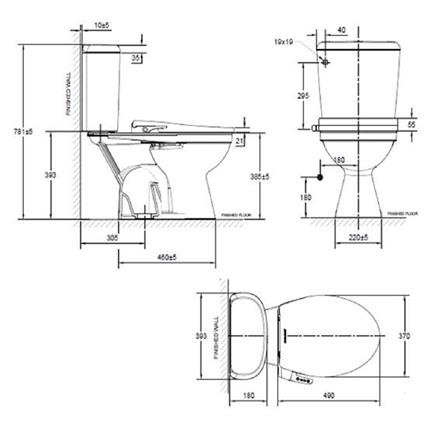 สุขภัณฑ์ 2 ชิ้น AMERICAN STANDARD 2697MB4-WT-0 4.5 ลิตร สีขาว_6