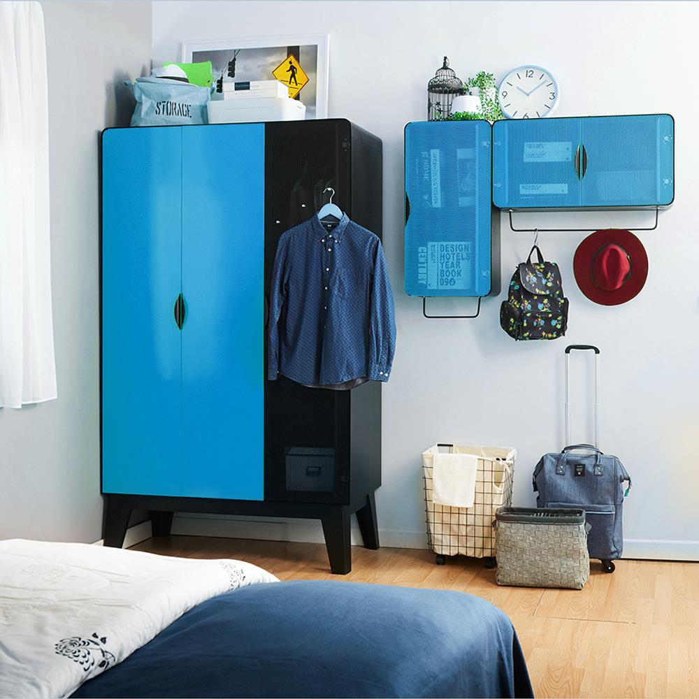 ตู้เหล็กบานเปิดทึบ KIOSK PW-01 สีดำ/ฟ้า