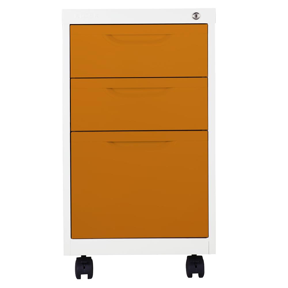 ตู้ลิ้นชักเหล็ก 3 ลิ้นชัก KIOSK BS-503 DG/OR สีขาว/สีส้ม