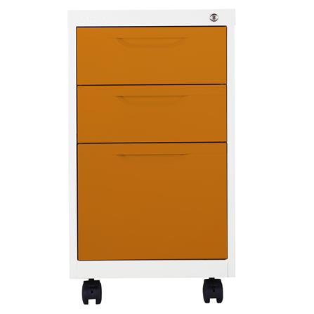 ตู้ลิ้นชักเหล็ก 3 ลิ้นชัก KIOSK BS-503 DG/OR สีขาว/สีส้ม_1