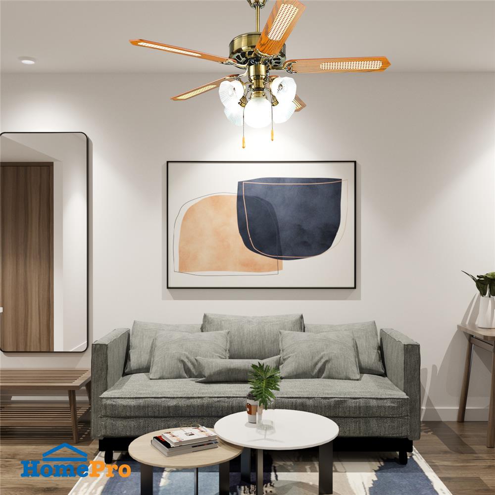 พัดลมโคมไฟเพดาน CARINI 5LAB 52นิ้ว สีทองรมดำ