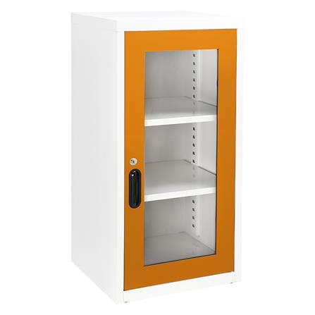 ตู้เหล็กบานเปิดกระจก KIOSK UDB-2 สีขาว/ส้ม
