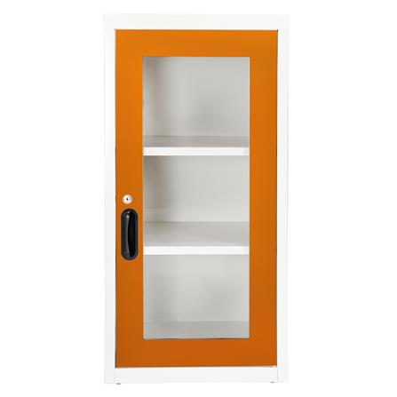 ตู้เหล็กบานเปิดกระจก KIOSK UDB-2 สีขาว/ส้ม_1