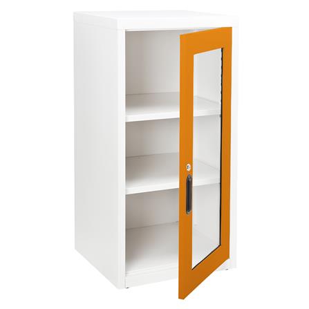 ตู้เหล็กบานเปิดกระจก KIOSK UDB-2 สีขาว/ส้ม_2