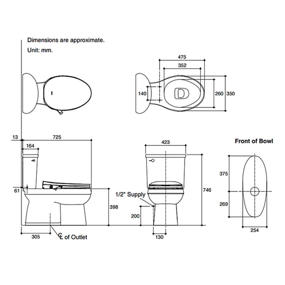 สุขภัณฑ์ 2 ชิ้น KOHLER K-78144X-0 4L สีขาว