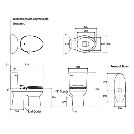สุขภัณฑ์ 2 ชิ้น KOHLER K-78144X-0 4L สีขาว_1