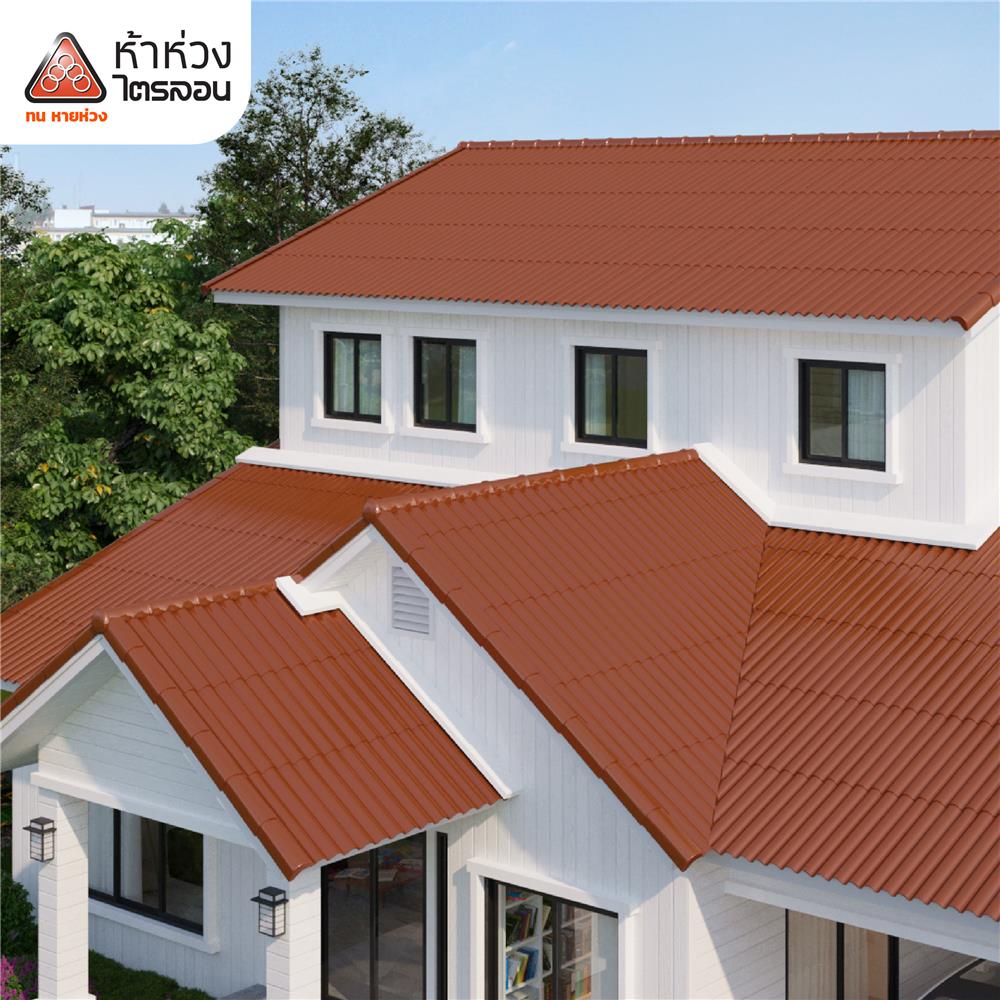 กระเบื้องหลังคาไตรลอน ห้าห่วง 0.5x50x120 ซม. สีส้มมุกแพทตินั่ม