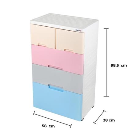 ตู้ลิ้นชัก 4 ชั้นทึบ มีล้อ STACKO A58 58x38x98.5 ซม. หลากสี_6