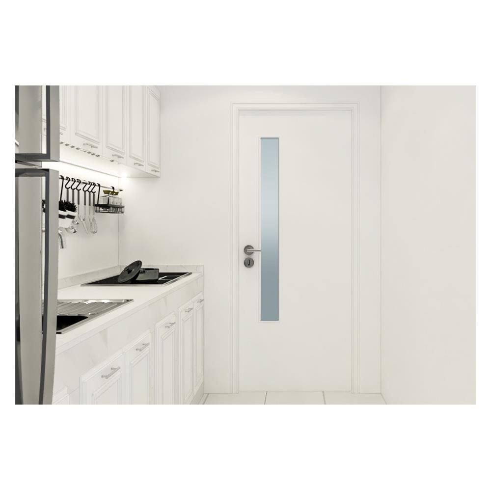 ประตูภายนอก UPVC กระจกฝ้า PARAZZO PUG01 80X200 ซม. สีขาว เจาะลูกบิด