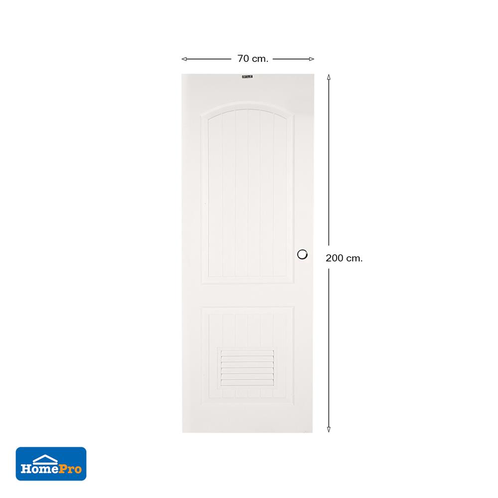 ประตูห้องน้ำ UPVC AZLE PZLS01 เกล็ด 70X200 ซม. สีขาว เจาะลูกบิด