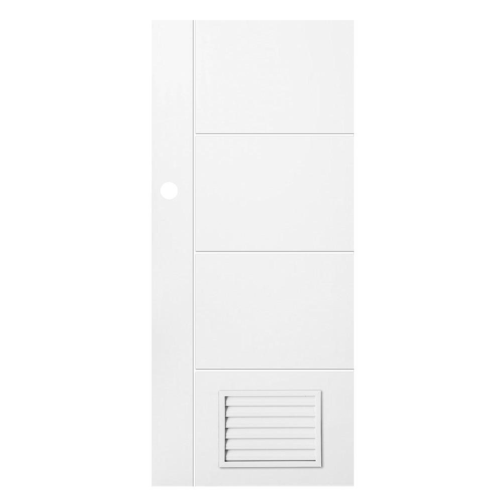 ประตูห้องน้ำ UPVC AZLE PZLS02 เกล็ด 70X200 ซม. สีขาว เจาะลูกบิด