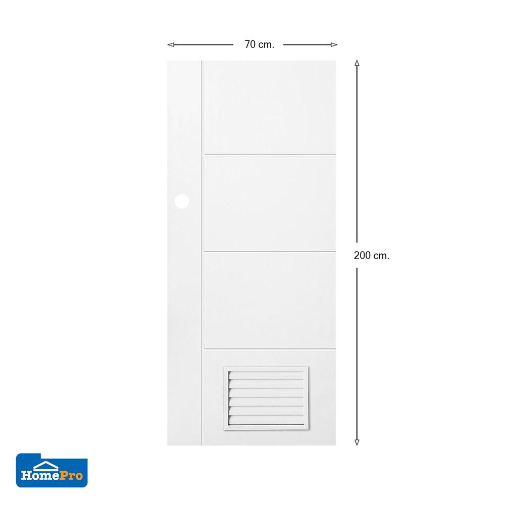 ประตูห้องน้ำ UPVC AZLE PZLS02 เกล็ด 70X200 ซม. สีขาว เจาะลูกบิด