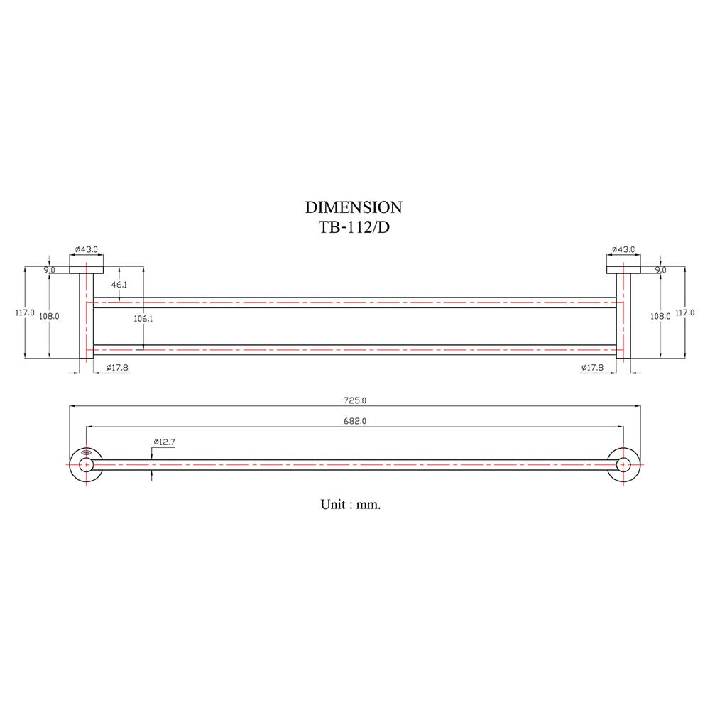 ราวแขวนผ้า 2 ชั้น HANG TB-112/D สีโครม