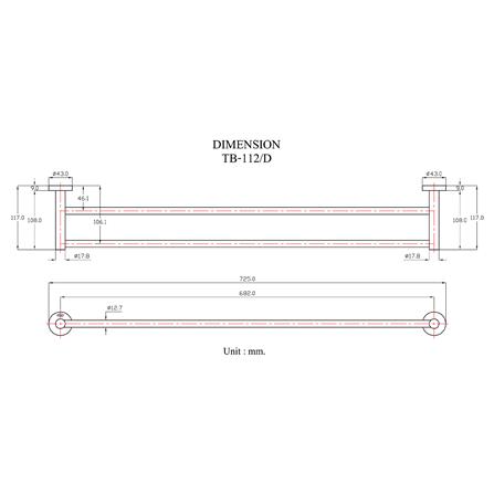 ราวแขวนผ้า 2 ชั้น HANG TB-112/D สีโครม_3