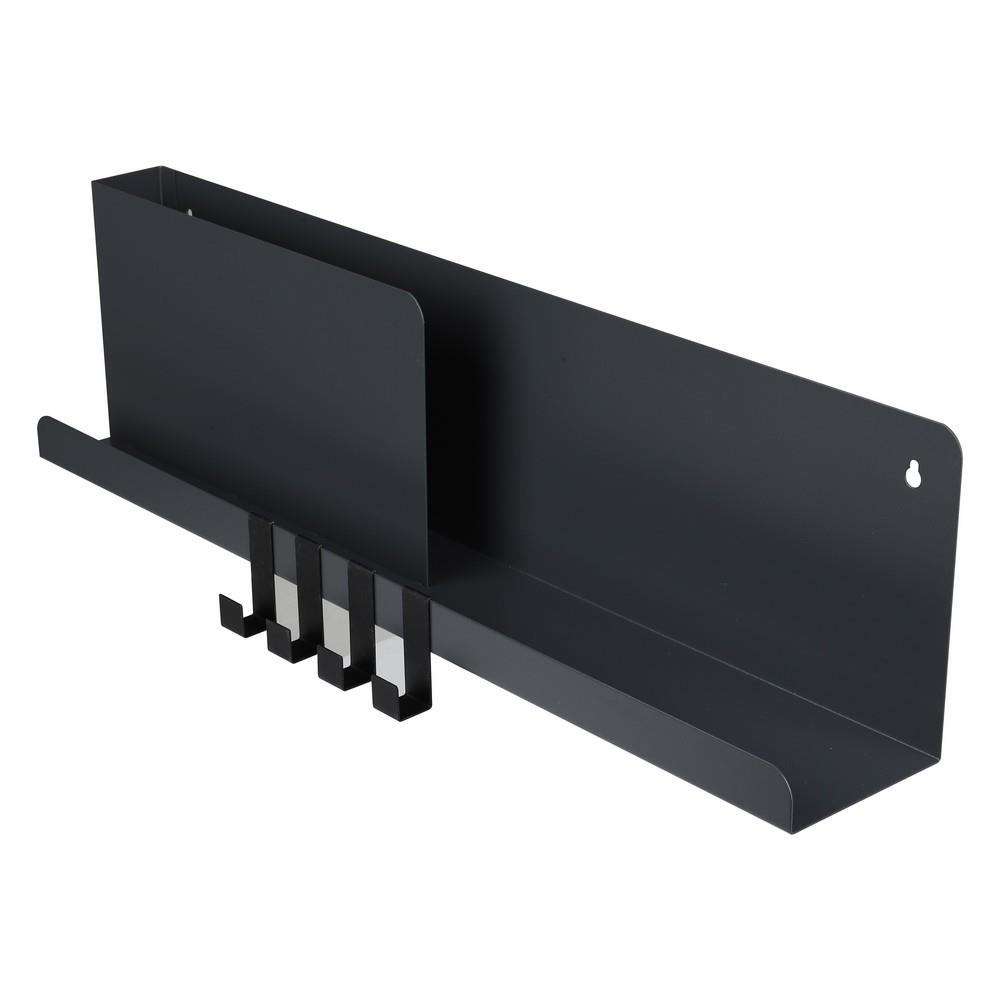 ชั้นเหล็กติดผนัง 4 ขอแขวน STACKO 60x10x16 ซม. สีเทา