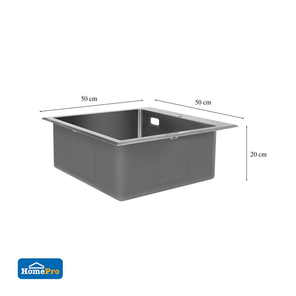 ซิงค์ฝังสแควร์ 1หลุม PARNO DSIGN5050  สเตนเลส