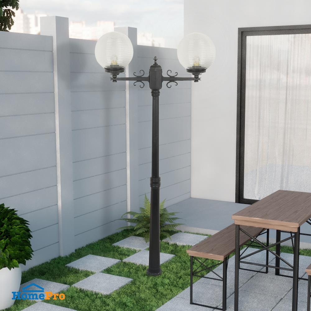 ไฟสนาม HK-PT.250 ELEKTRA อะลูมิเนียม/พลาสติก โมเดิร์น ดำ 2 หัว