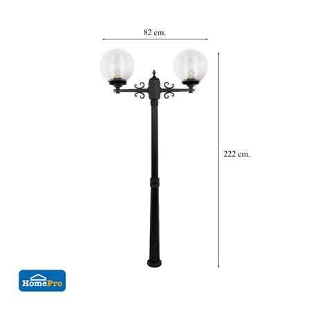 ไฟสนาม HK-PT.250 ELEKTRA อะลูมิเนียม/พลาสติก โมเดิร์น ดำ 2 หัว_5