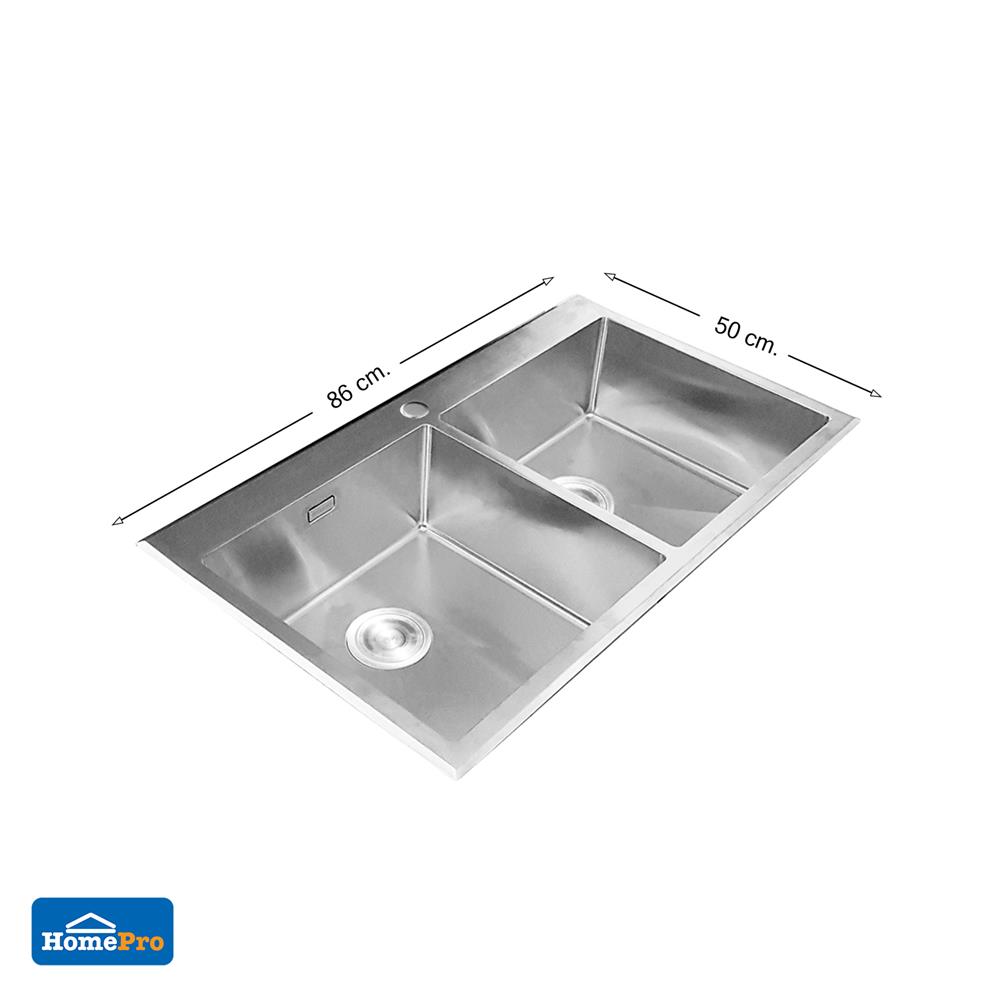 ซิงค์ฝังสแควร์ 2หลุม PARNO DSIGN8650 สเตนเลส