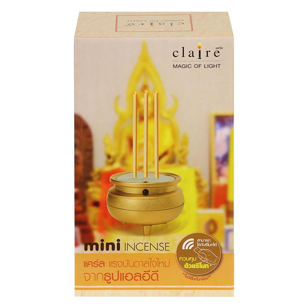 กระถางธูปไฟฟ้า 3 ดอก LED CLAIRE สีทอง