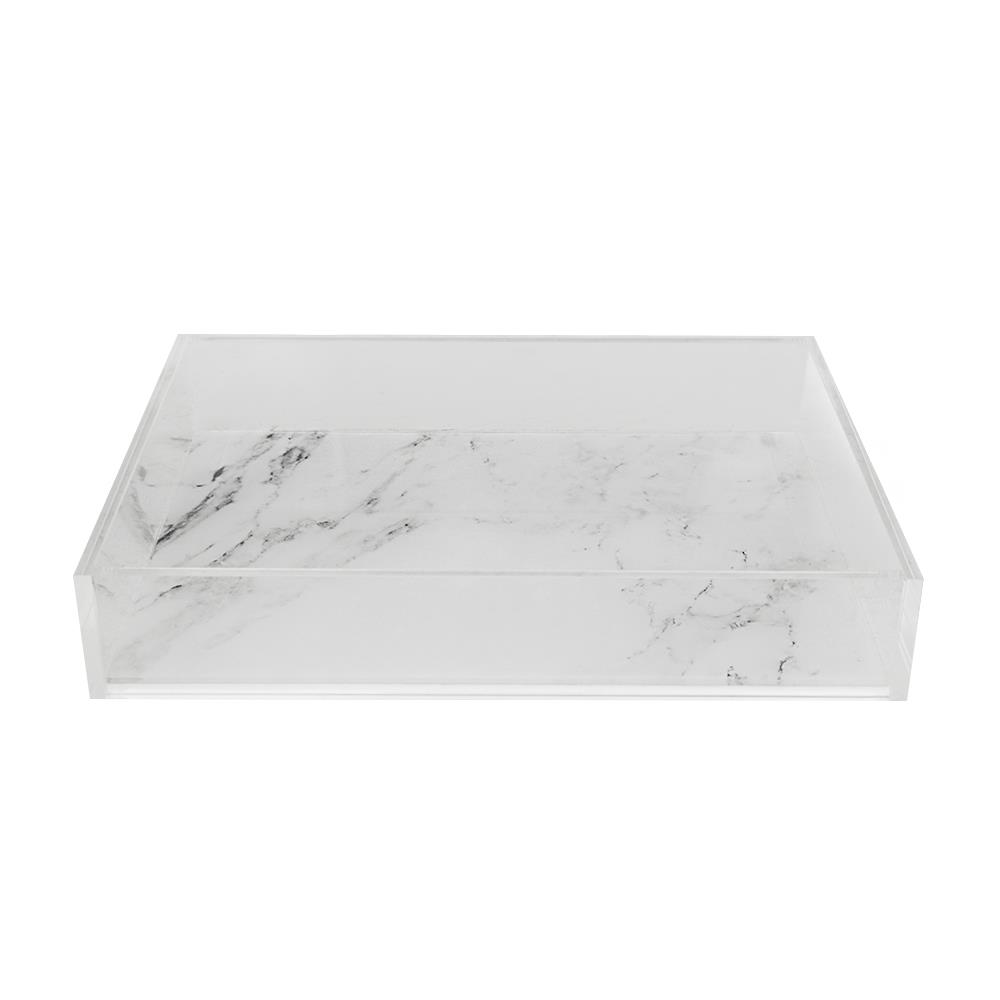 ถาดอะคริลิก 20x20x4 ซม. MARBLE KECH สีขาว S