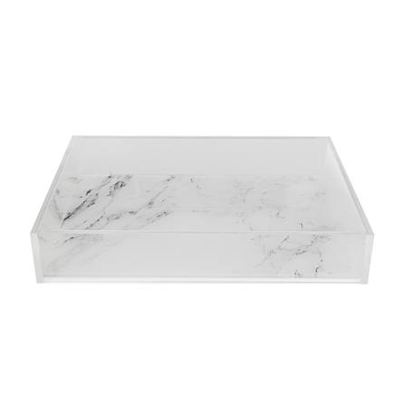 ถาดอะคริลิก 20x20x4 ซม. MARBLE KECH สีขาว S_1
