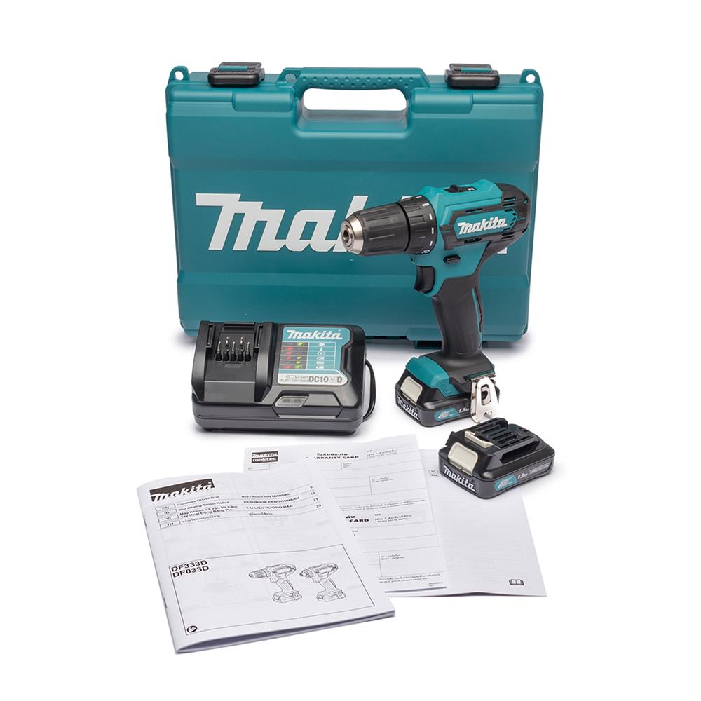 สว่านไร้สาย (พร้อมแบตเตอรี่ 2 ก้อน) MAKITA DF333DWYE 12 โวลต์