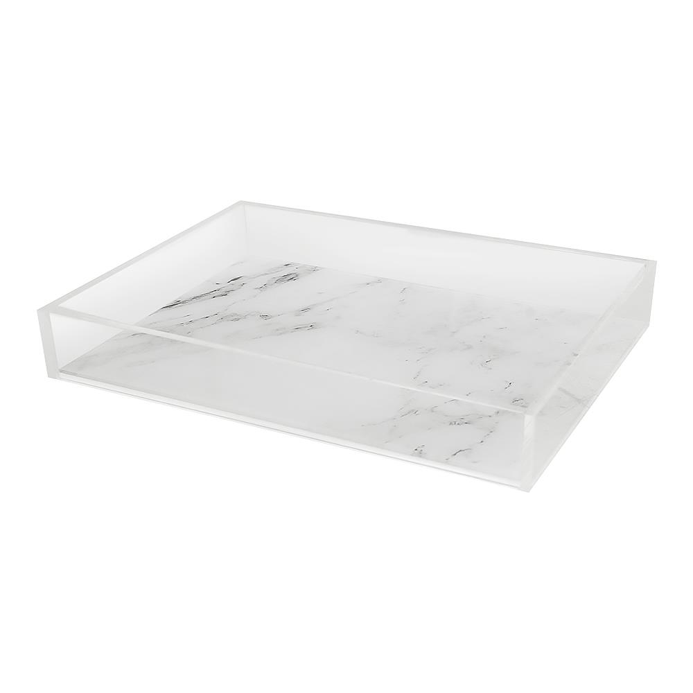 ถาดอะคริลิก 33x26x4ซม MARBLE KECH สีขาว L