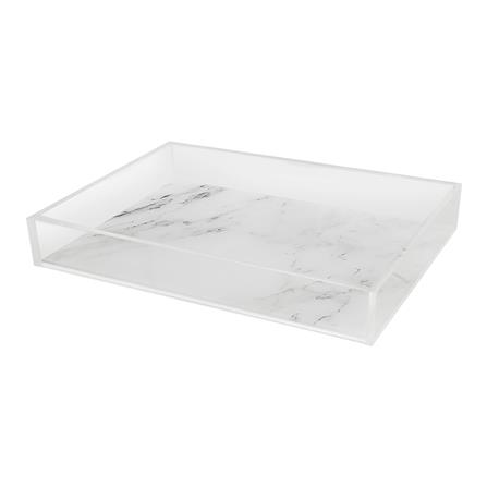 ถาดอะคริลิก 33x26x4ซม MARBLE KECH สีขาว L_0
