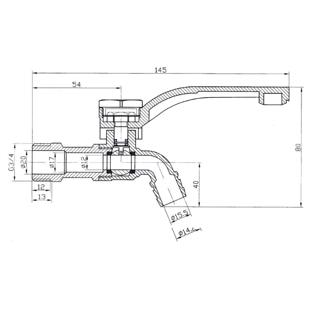 ก๊อกสนาม PP 3/4 นิ้ว สีแดง