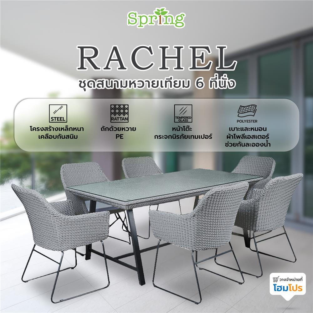 ชุดสนามหวายเทียม 6 ที่นั่ง SPRING RACHEL สีเทา