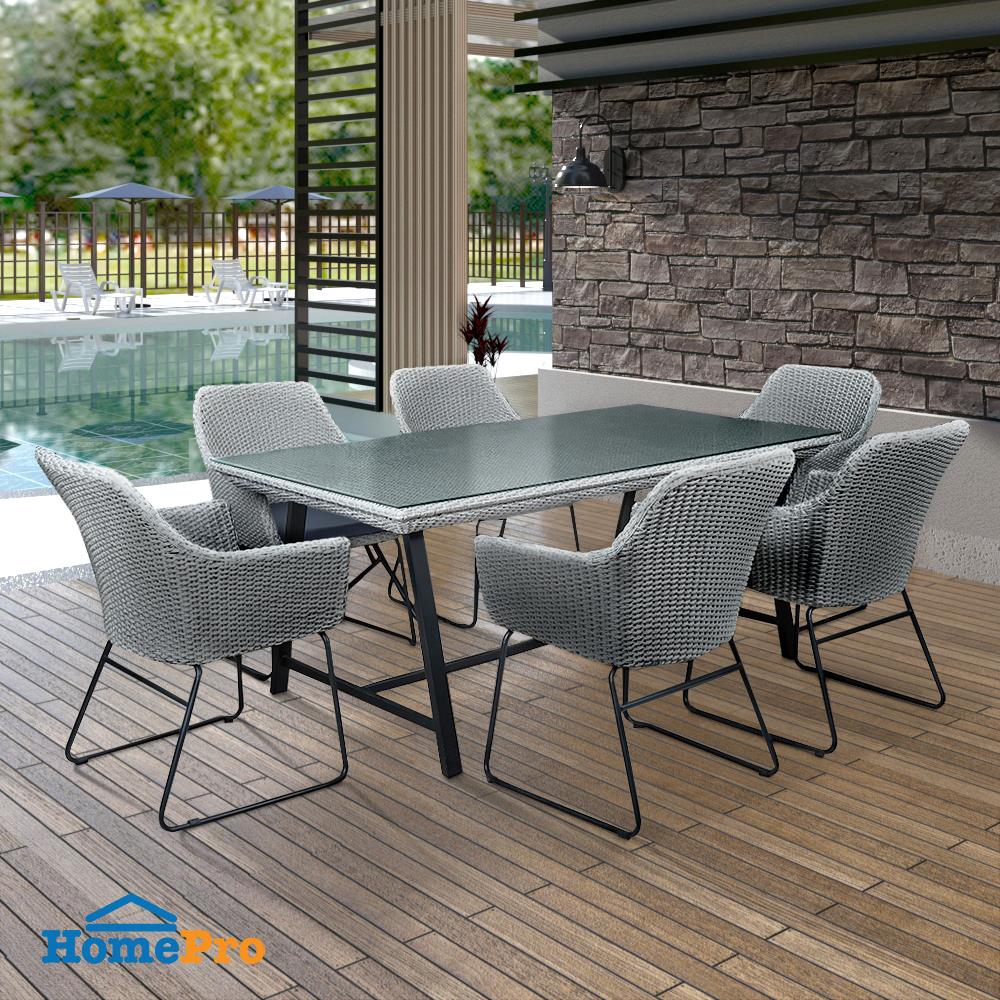 ชุดสนามหวายเทียม 6 ที่นั่ง SPRING RACHEL สีเทา