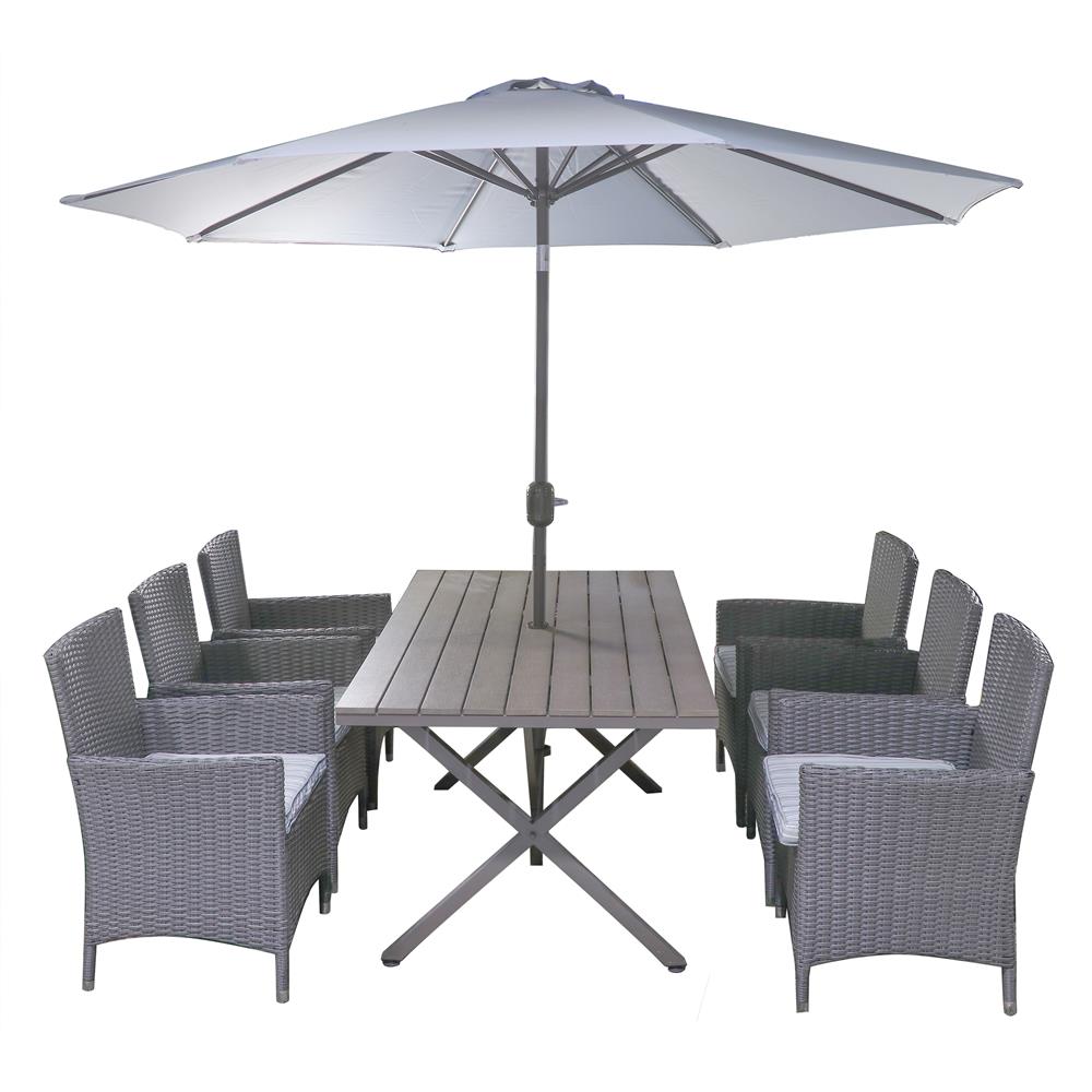 ชุดสนามหวายเทียม 6 ที่นั่งพร้อมร่ม SPRING FLORENCE สีเทา