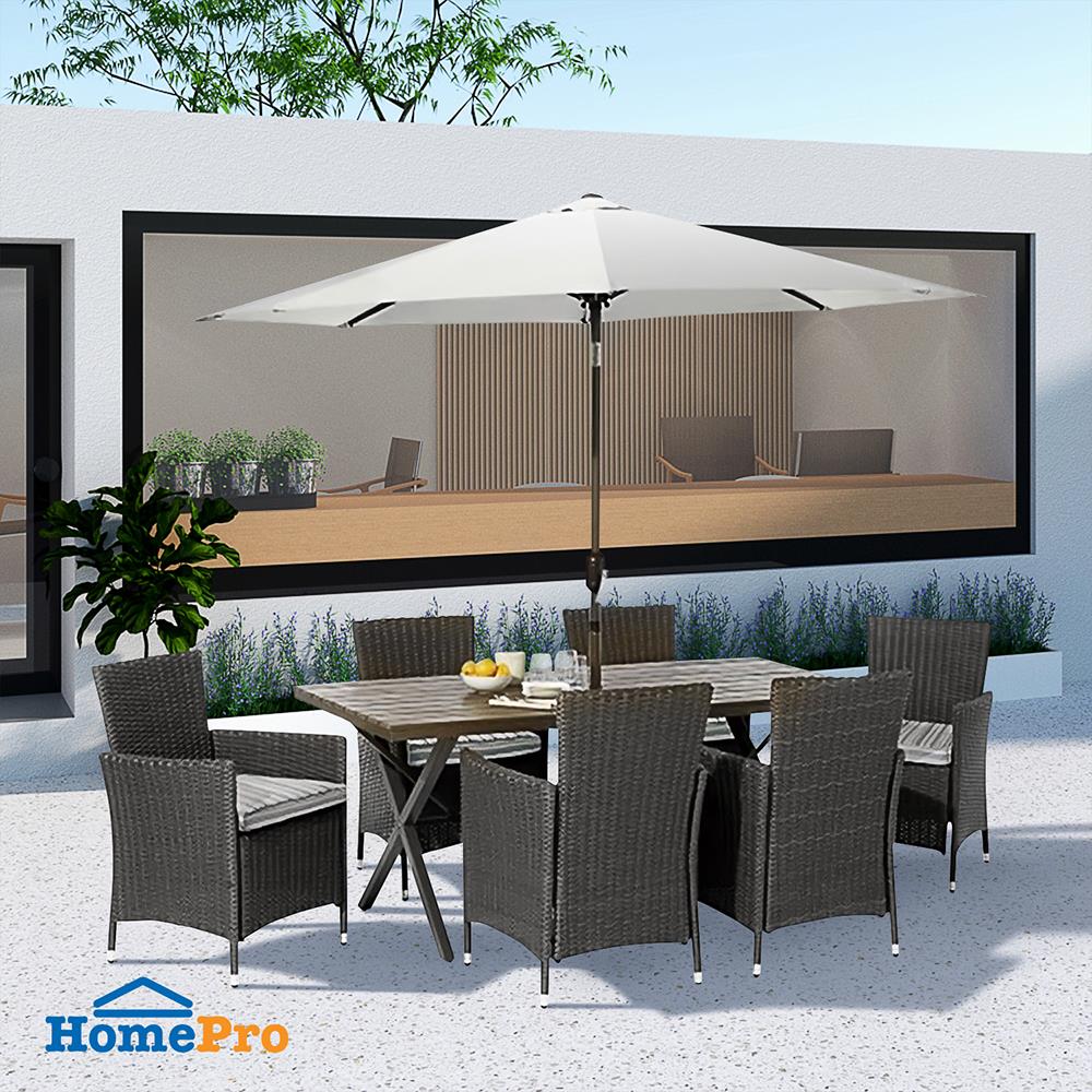 ชุดสนามหวายเทียม 6 ที่นั่งพร้อมร่ม SPRING FLORENCE สีเทา