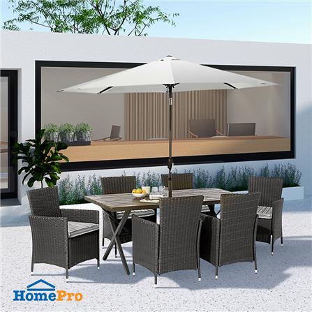 ชุดสนามหวายเทียม 6 ที่นั่งพร้อมร่ม SPRING FLORENCE สีเทา_5
