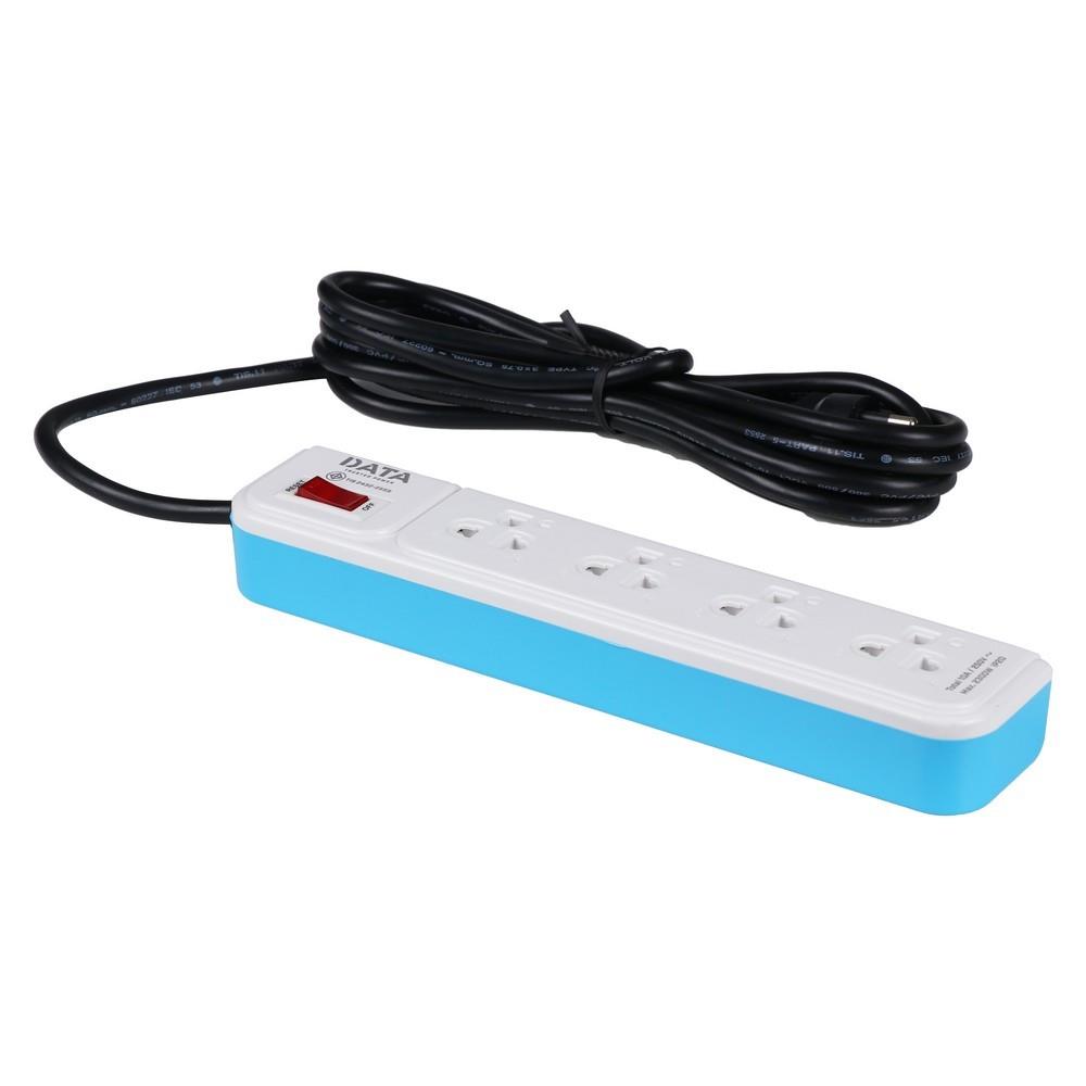 รางปลั๊กไฟ 4 ช่อง 1 สวิตซ์ DATA AP4195 3 ม. สีฟ้า