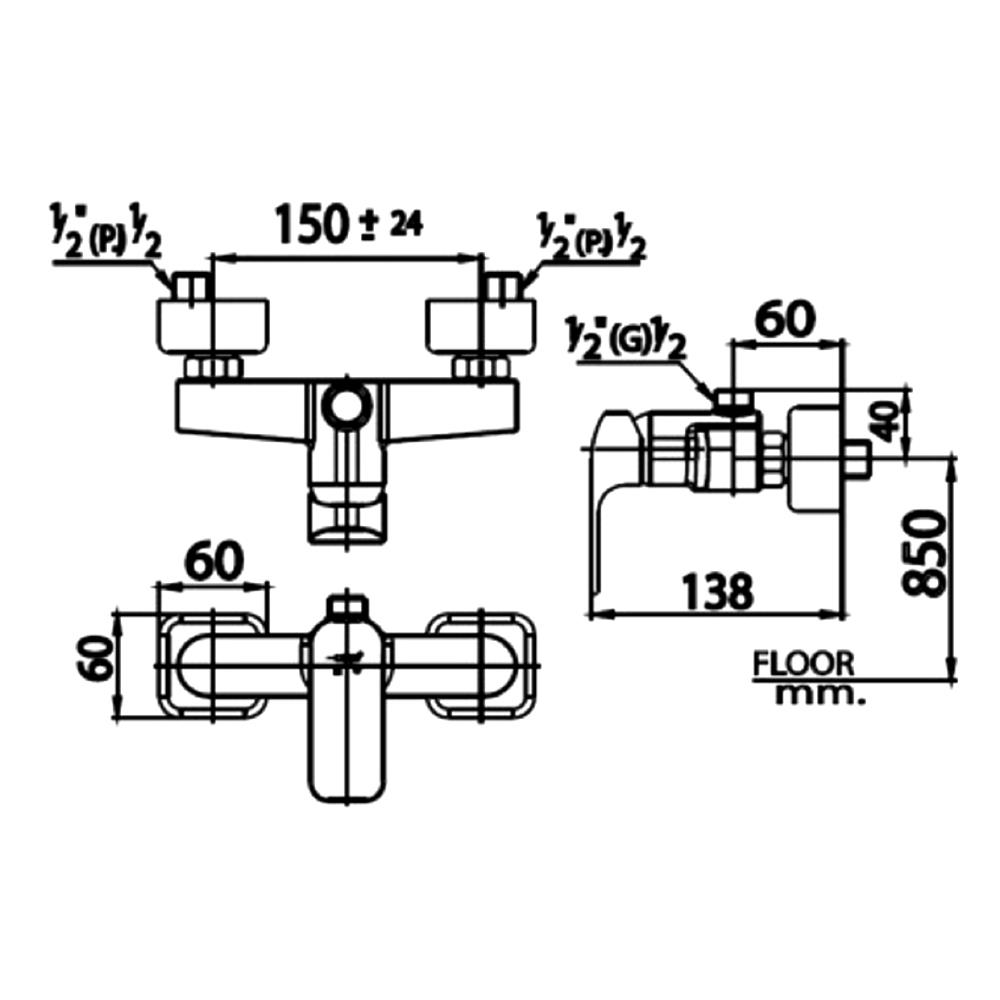 ก๊อกผสมยืนอาบ COTTO CT2149A