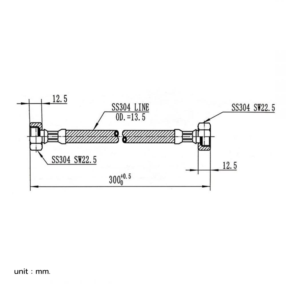 สายน้ำดีสเตนเลสน้ำอุ่น-น้ำเย็น BEN BN 305530 12 นิ้ว