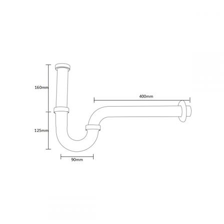 ท่อน้ำทิ้งอ่างล้างหน้าพีแทรป 40 ซม. RASLAND RA 150400P สีโครม_1