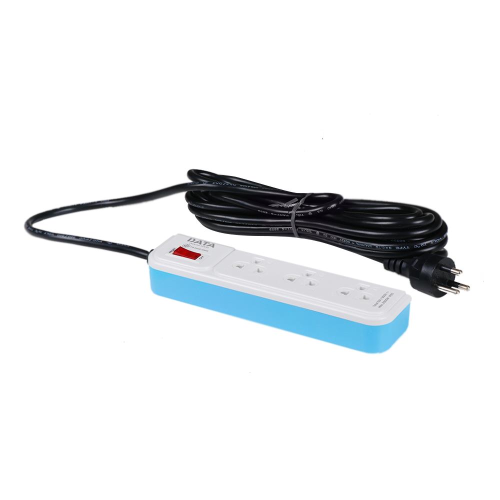 รางปลั๊กไฟ 3 ช่อง 1 สวิตซ์ DATA AP3159 5 ม. สีฟ้า