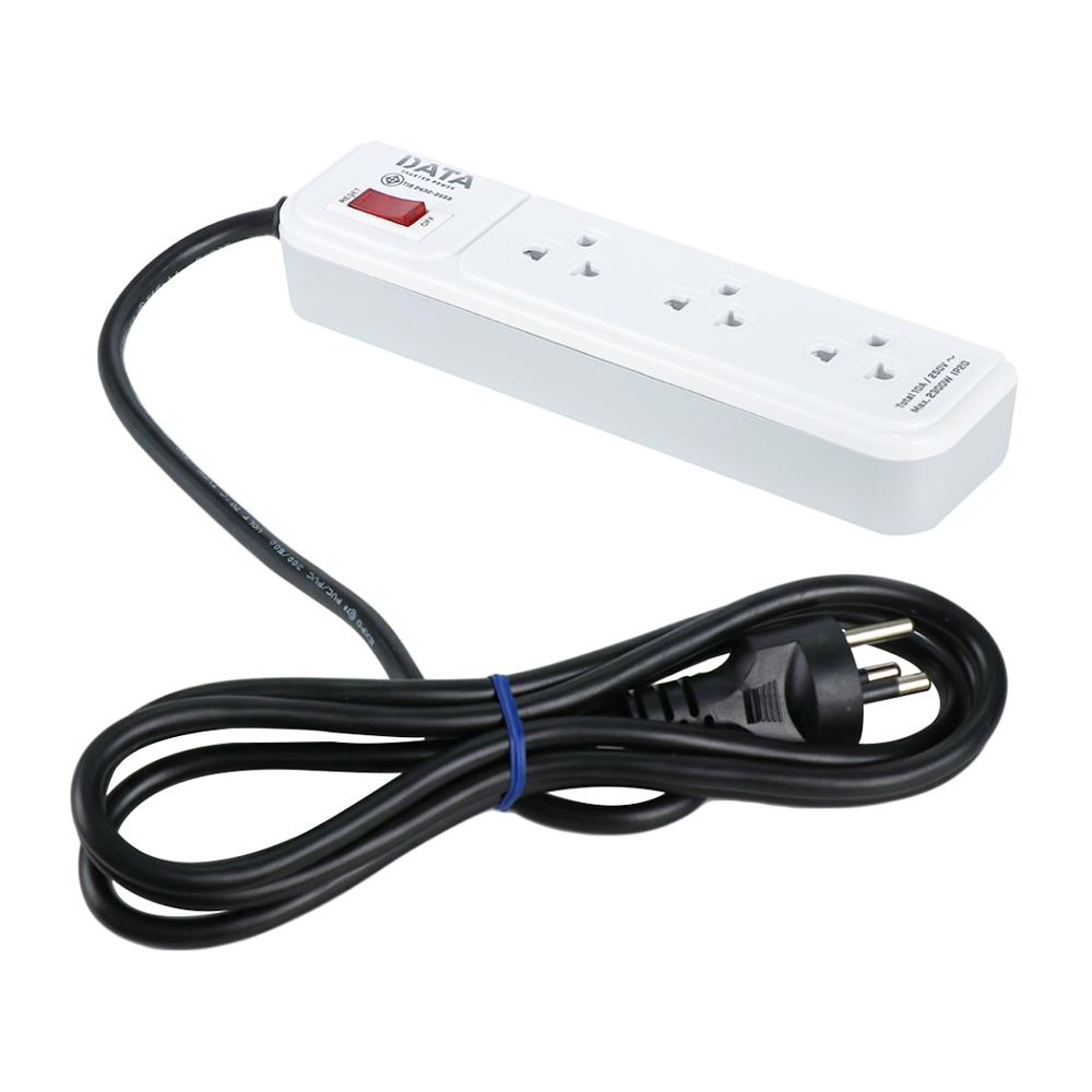 รางปลั๊กไฟ 3 ช่อง 1 สวิตซ์ DATA AP3159 2 ม. สีเทา