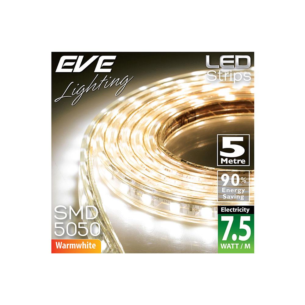 หลอด LED STRIP WATERPROOF FLEXIBLE 7.5 วัตต์/100 ซม. 5 ม. WARMWHITE