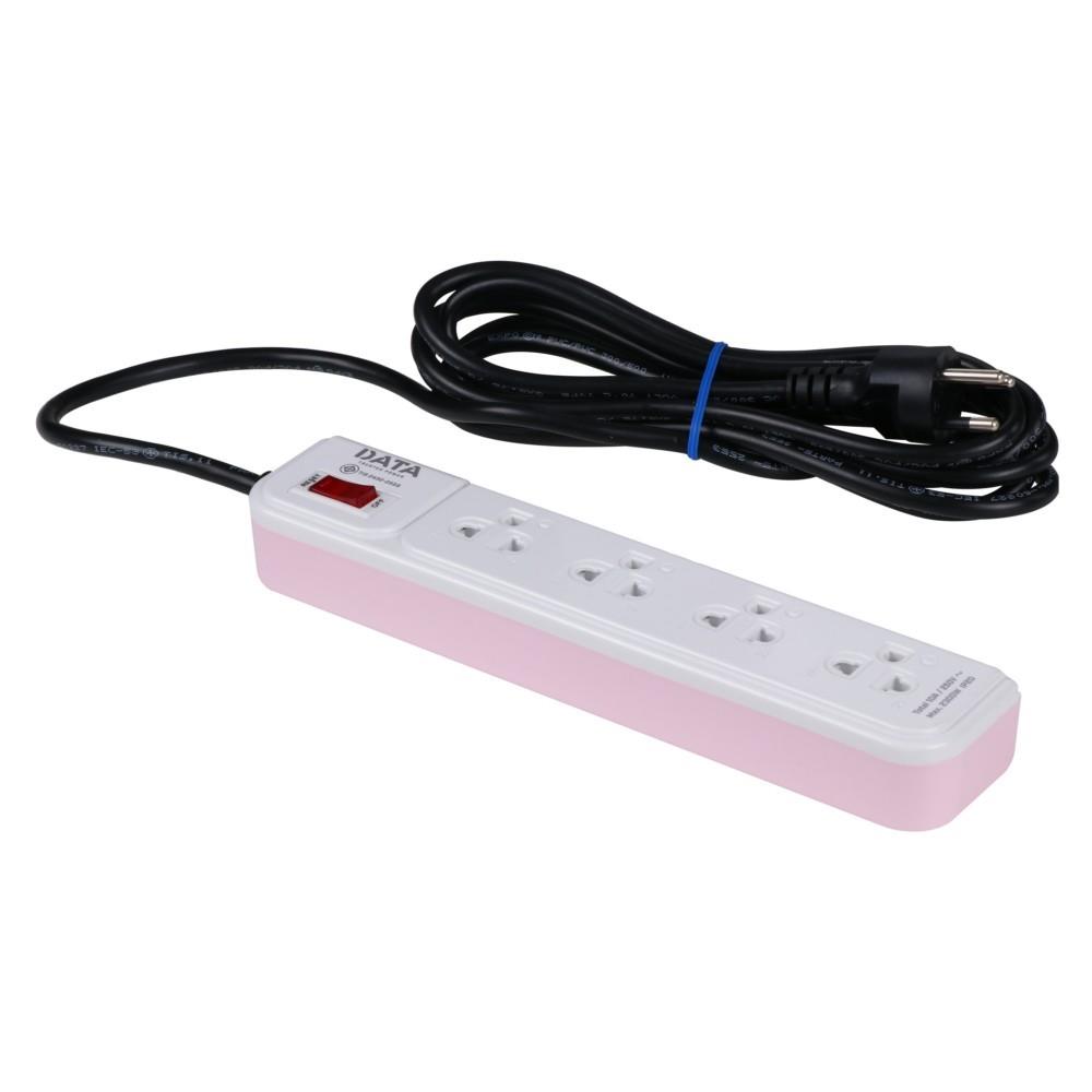 รางปลั๊กไฟ 4 ช่อง 1 สวิตซ์ DATA AP4195 3 ม. สีชมพู