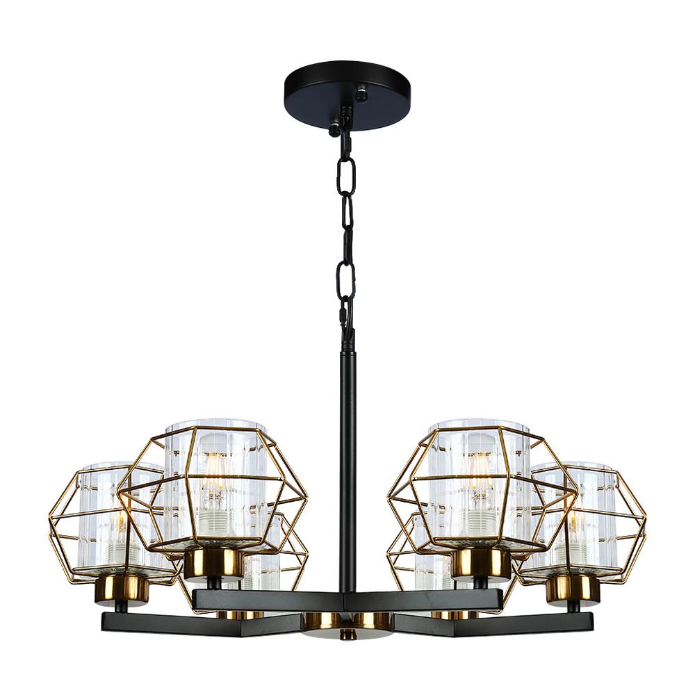 ไฟช่อ CARINI MODERN 8918/6P โลหะ/แก้ว สีทอง/ดำ/ใส 6 หัว