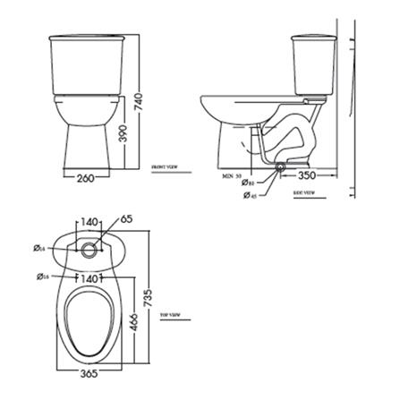 สุขภัณฑ์ 2 ชิ้น NASCO NC-7651S-WA 3L สีขาว_4