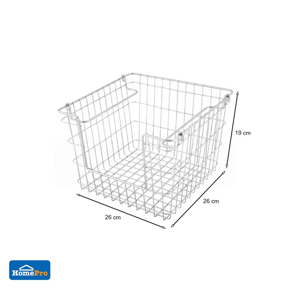 ตะกร้าสเตนเลสเหลี่ยมแบบเปิดหน้าซ้อนได้ S KECH