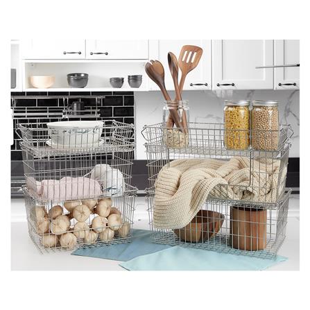 ตะกร้าสเตนเลสเหลี่ยมแบบเปิดหน้าซ้อนได้ L KECH_4