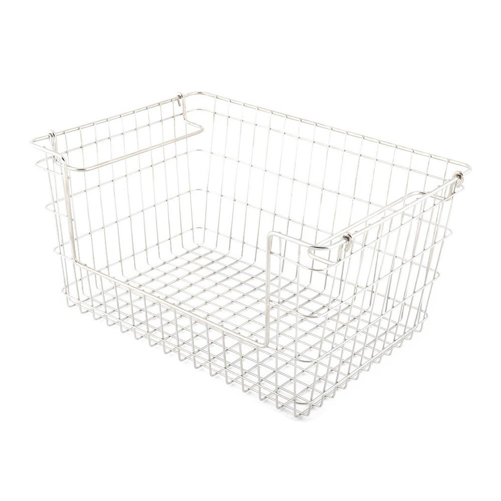 ตะกร้าสเตนเลสเหลี่ยมแบบเปิดหน้าซ้อนได้ M KECH